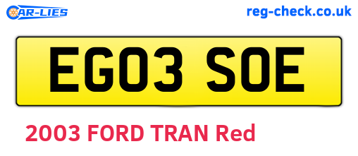 EG03SOE are the vehicle registration plates.