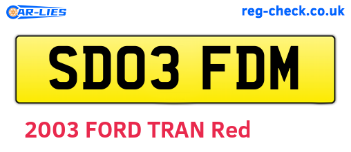 SD03FDM are the vehicle registration plates.