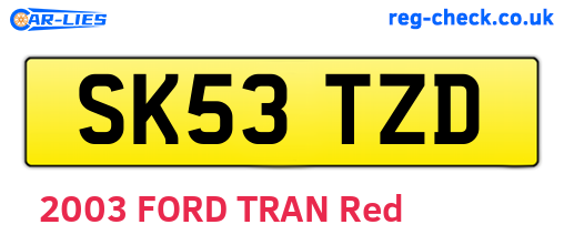 SK53TZD are the vehicle registration plates.