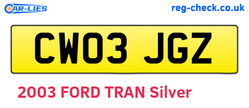 CW03JGZ are the vehicle registration plates.