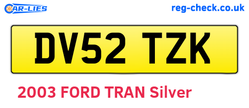 DV52TZK are the vehicle registration plates.