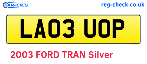 LA03UOP are the vehicle registration plates.