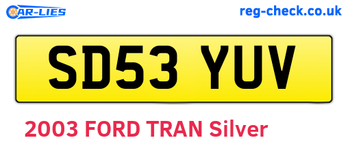 SD53YUV are the vehicle registration plates.