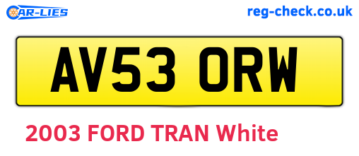 AV53ORW are the vehicle registration plates.