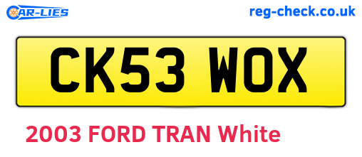 CK53WOX are the vehicle registration plates.