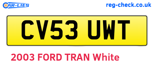 CV53UWT are the vehicle registration plates.