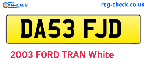 DA53FJD are the vehicle registration plates.