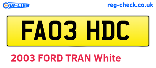 FA03HDC are the vehicle registration plates.