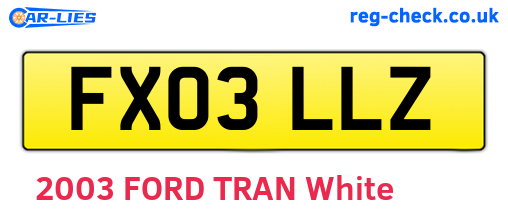 FX03LLZ are the vehicle registration plates.