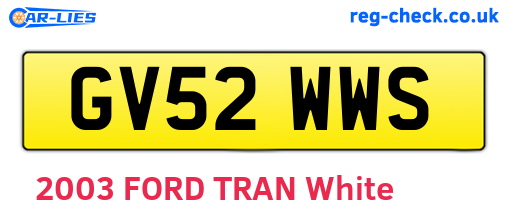 GV52WWS are the vehicle registration plates.