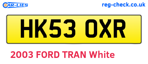 HK53OXR are the vehicle registration plates.
