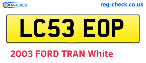 LC53EOP are the vehicle registration plates.