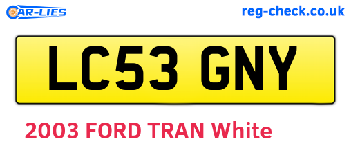 LC53GNY are the vehicle registration plates.