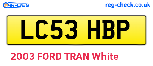 LC53HBP are the vehicle registration plates.