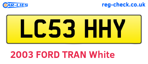 LC53HHY are the vehicle registration plates.