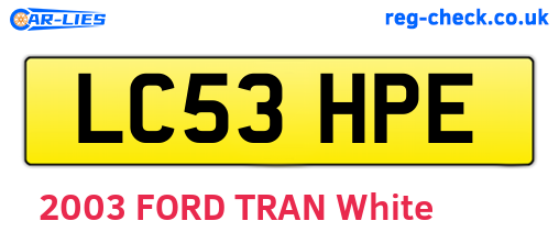 LC53HPE are the vehicle registration plates.