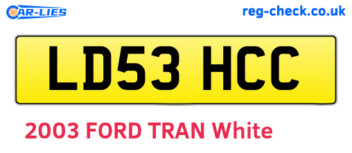 LD53HCC are the vehicle registration plates.