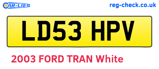 LD53HPV are the vehicle registration plates.