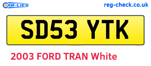 SD53YTK are the vehicle registration plates.