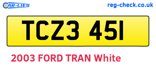 TCZ3451 are the vehicle registration plates.