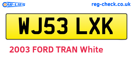 WJ53LXK are the vehicle registration plates.