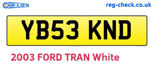 YB53KND are the vehicle registration plates.