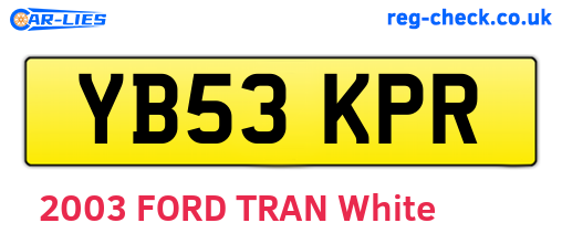 YB53KPR are the vehicle registration plates.