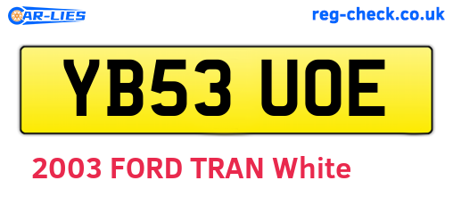 YB53UOE are the vehicle registration plates.