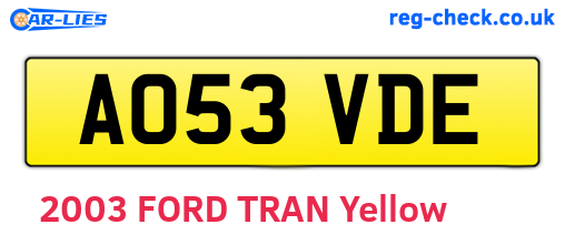 AO53VDE are the vehicle registration plates.