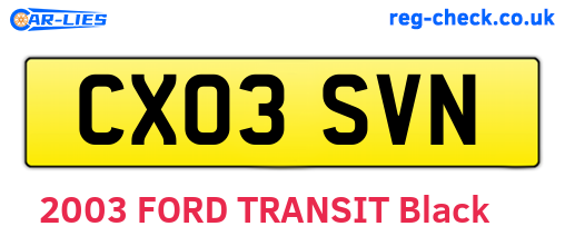 CX03SVN are the vehicle registration plates.