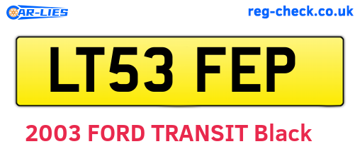 LT53FEP are the vehicle registration plates.