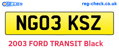 NG03KSZ are the vehicle registration plates.