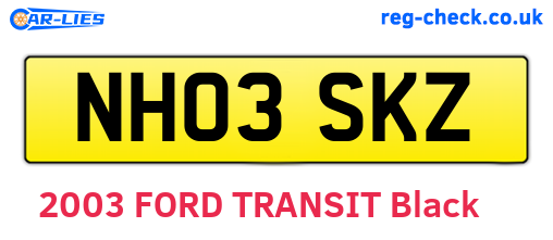 NH03SKZ are the vehicle registration plates.