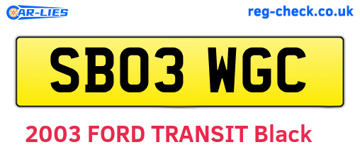 SB03WGC are the vehicle registration plates.
