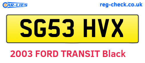 SG53HVX are the vehicle registration plates.