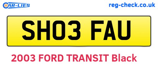 SH03FAU are the vehicle registration plates.