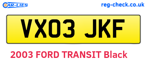 VX03JKF are the vehicle registration plates.
