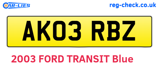 AK03RBZ are the vehicle registration plates.