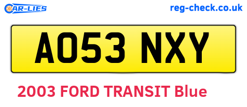 AO53NXY are the vehicle registration plates.