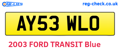 AY53WLO are the vehicle registration plates.