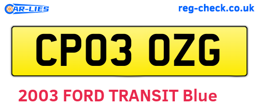 CP03OZG are the vehicle registration plates.