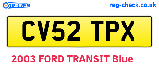 CV52TPX are the vehicle registration plates.