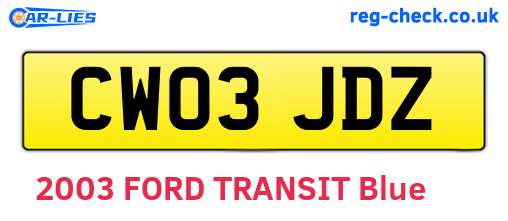 CW03JDZ are the vehicle registration plates.