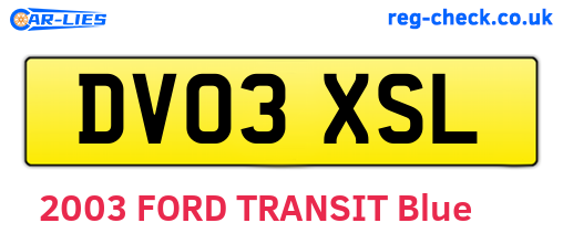 DV03XSL are the vehicle registration plates.