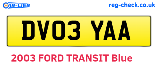 DV03YAA are the vehicle registration plates.
