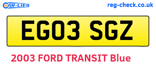 EG03SGZ are the vehicle registration plates.