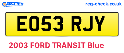 EO53RJY are the vehicle registration plates.