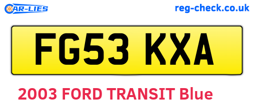 FG53KXA are the vehicle registration plates.