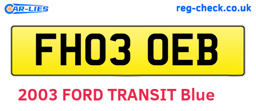 FH03OEB are the vehicle registration plates.