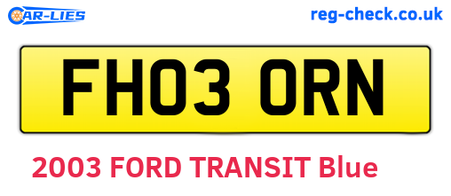 FH03ORN are the vehicle registration plates.